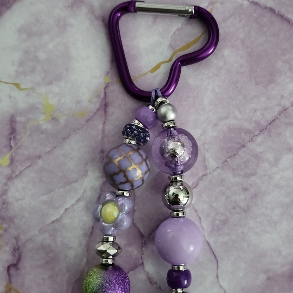 Handcrafted Purple Duck and Daisy Backpack Zipper Charm Beaded - Picture 6 of 6